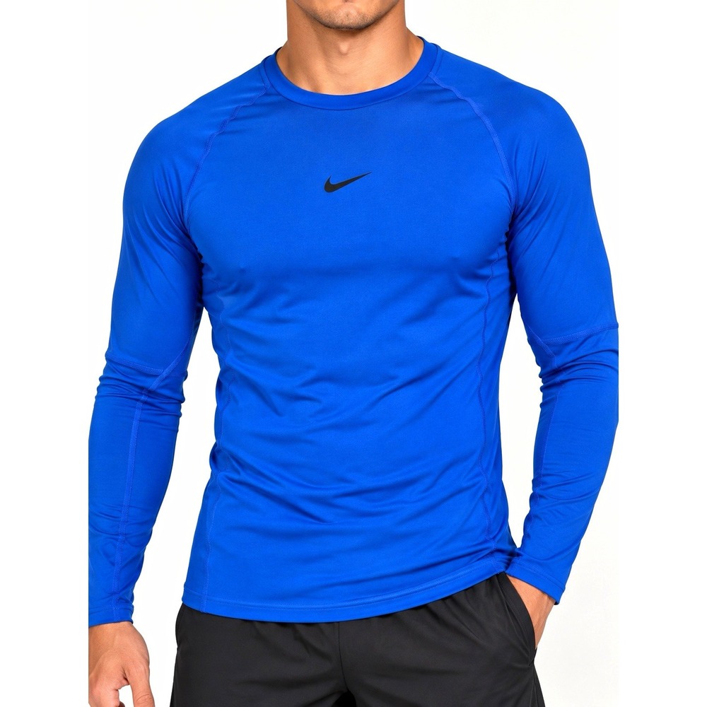 Nike Pro Dri-FIT Slim Fit Men’s M Blue Long Sleeve Crew Neck Shirt FB7926-480